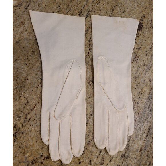 Vintage Womens Size M/L Off White Cotton Formal 11.5" Long Gloves Millan *stains - Picture 7 of 16